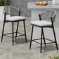 Hearth and Haven 26" Outdoor Counter Stool with Matte Black Frame in Light Gray (Set of 2), , large