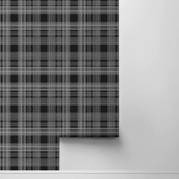 Wallquest Sojourn Rad Plaid 216" x 20.5" Wallpaper in Onyx, , large