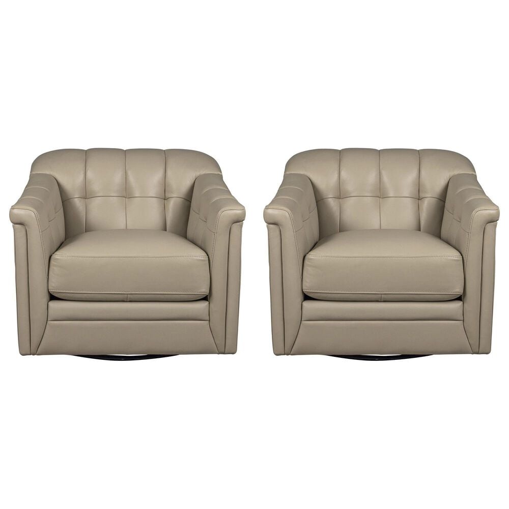 Hydeline Mingle Leather Swivel Chair in Vanilla (Set of 2), , large