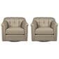 Hydeline Mingle Leather Swivel Chair in Vanilla (Set of 2), , large