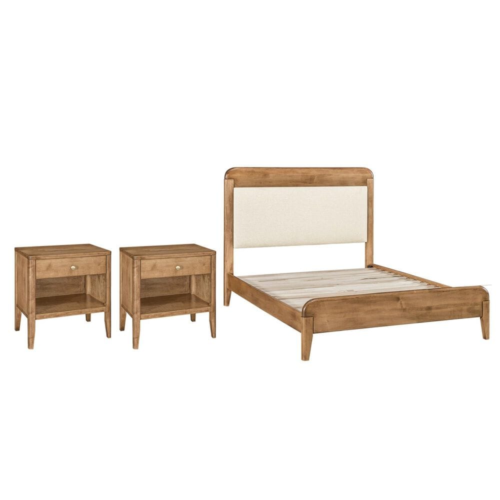Archbold Furniture Warren 3-Piece Queen Platform Bedroom Set with Two Nightstands in Harvest, , large