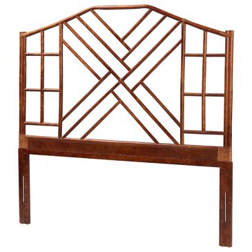 Baxton Studio Kachiri King Slat Headboard in Marbled Tortoise Brown and Mahogany Brown, , large
