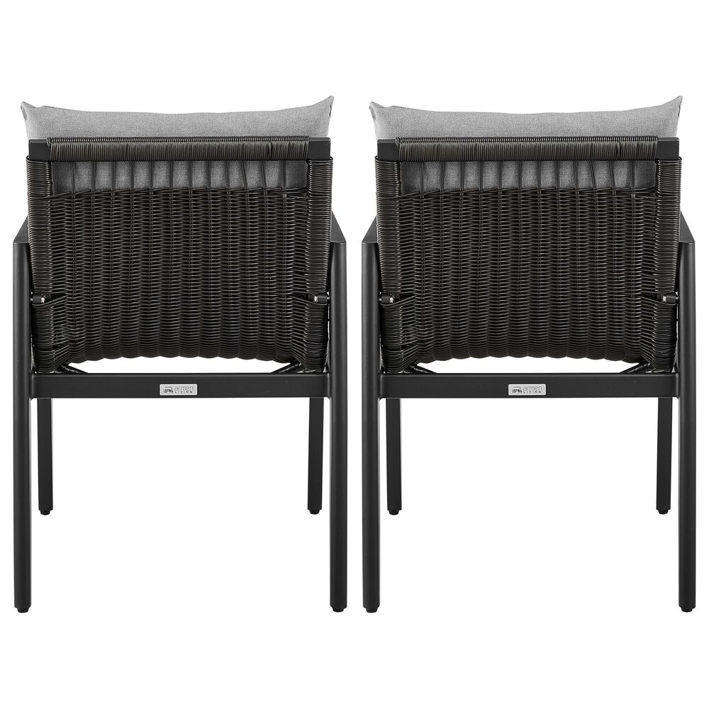 Blue River Grand Outdoor Dining Arm Chair with Dark Gray Cushion in Black (Set of 2), , large