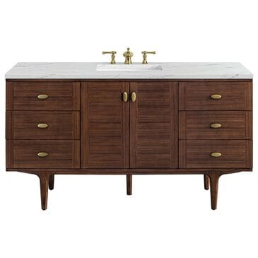 James Martin Vanities Amberly 30" Single Bathroom Vanity in Walnut with 3 cm Ethereal Noctis Quartz Top and Rectangular Sink, , large