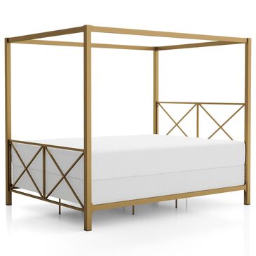 Furniture of America Rosadale Full X-Cross Canopy Bed in Gold, , large