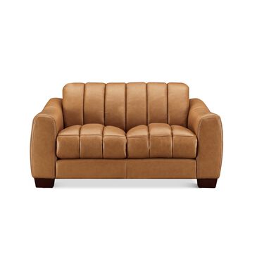 Hydeline Bayeun Leather Stationary Loveseat in Chico Cinnamon, , large