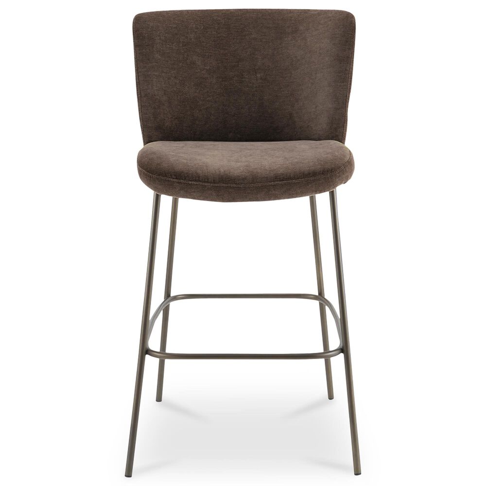 Moe's Home Collection Early Barstool with Dark Brown Upholstery in Blackened Bronze, , large