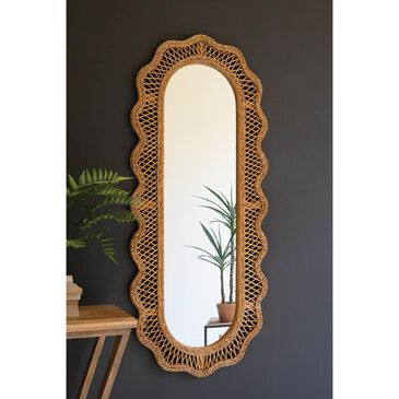 Kalalou Rattan Squiggle Oval Mirror in Natural, , large