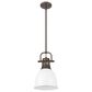 Golden Lighting Duncan 1-Light Small Pendant with Rod and Matte White Shade in Rubbed Bronze, , large