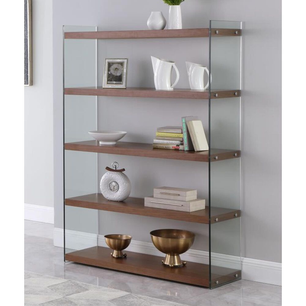 Monroe Bookcase in Walnut and Glass, , large