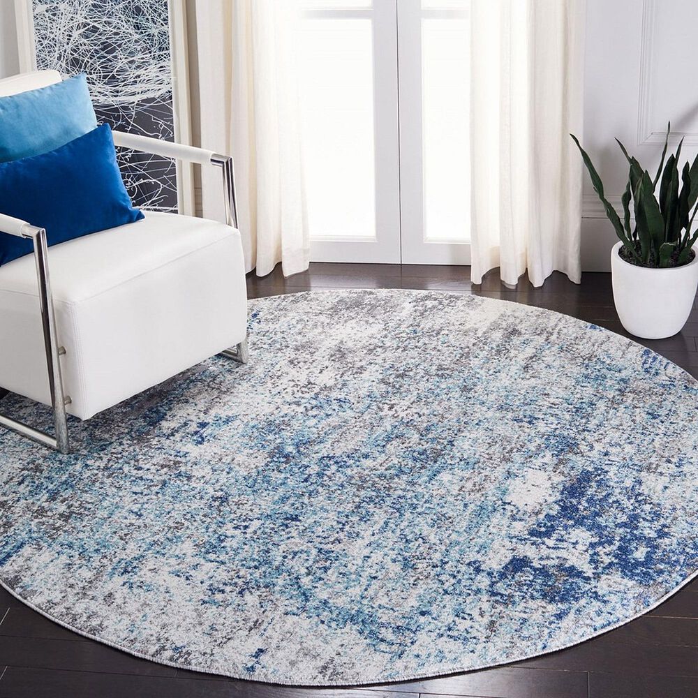Safavieh Aston  3&#39; Round Light Blue and Grey Area Rug, , large
