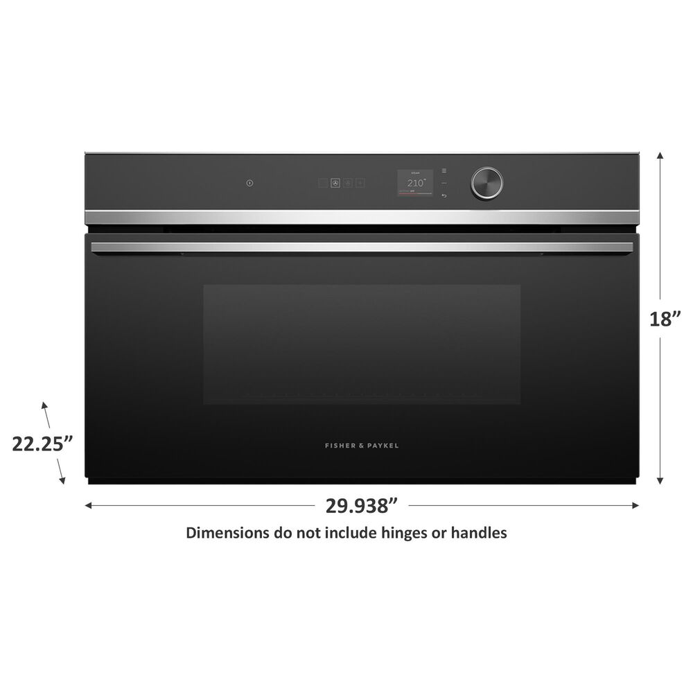 Fisher &amp; Paykel Contemporary 30&quot; Combination Electric Steam Oven with 18 Functions in Black and Stainless Steel, , large