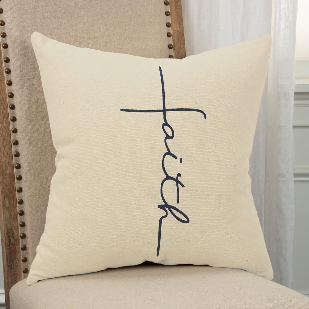 Rizzy Home Sentiment 20" Down Filled Pillow in Natural, , large