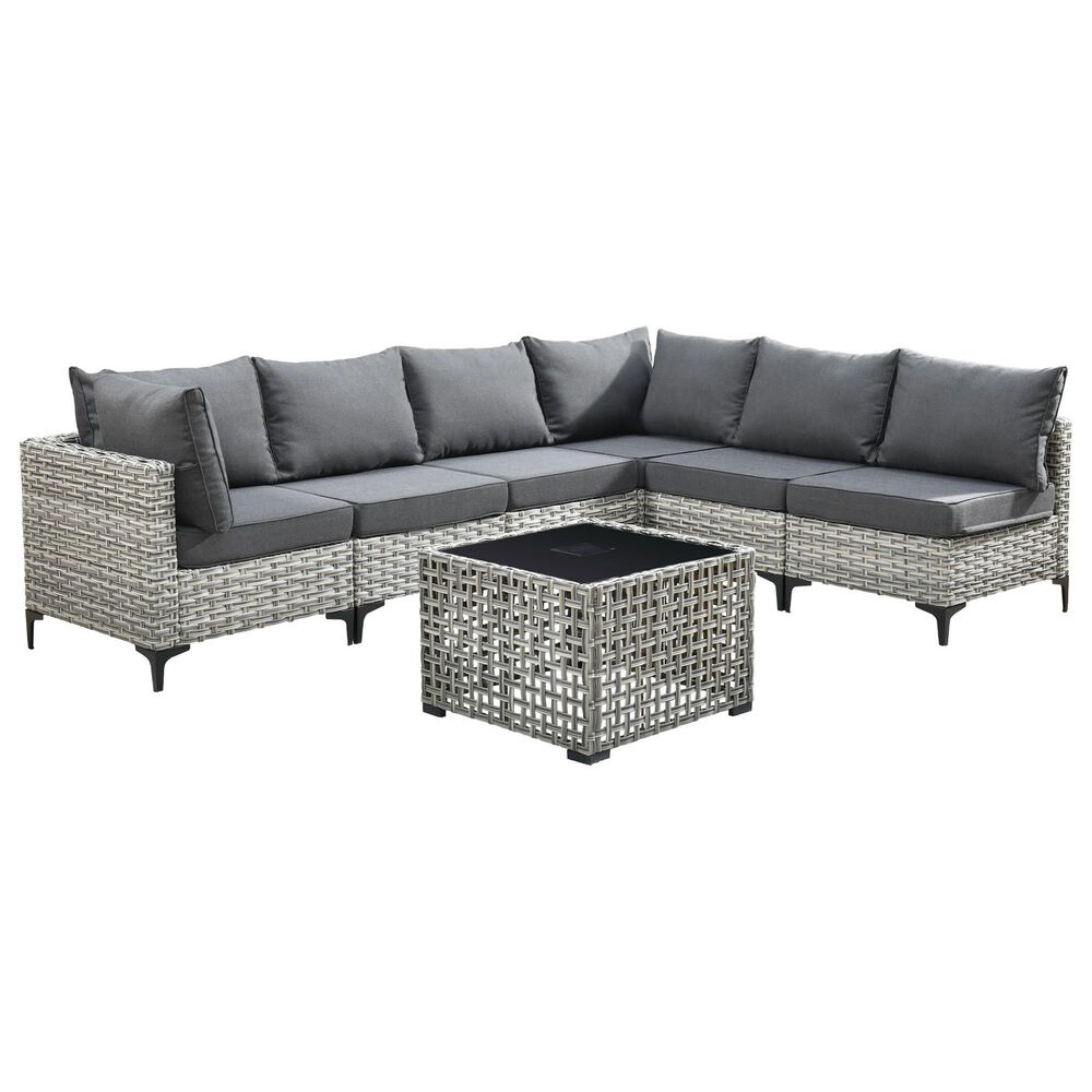 HOMLUX 7-Piece Patio Conversation Set in Black, , large
