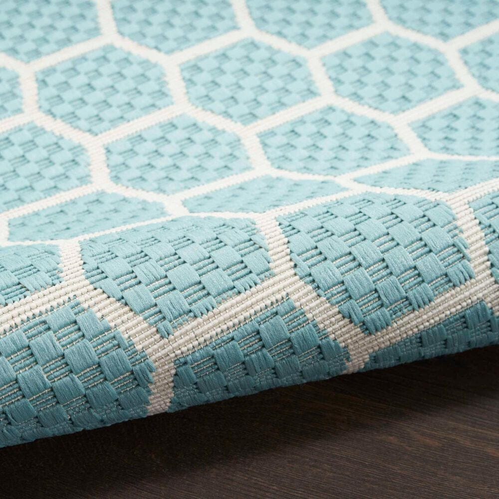 Nourison Twist Reversible 10&#39; x 14&#39; Aqua Indoor/Outdoor Area Rug, , large