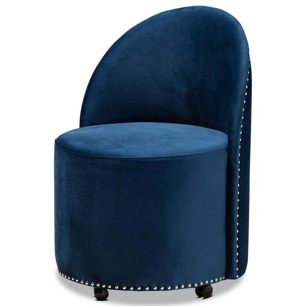 Baxton Studio Bethel Accent Chair in Navy Blue, , large