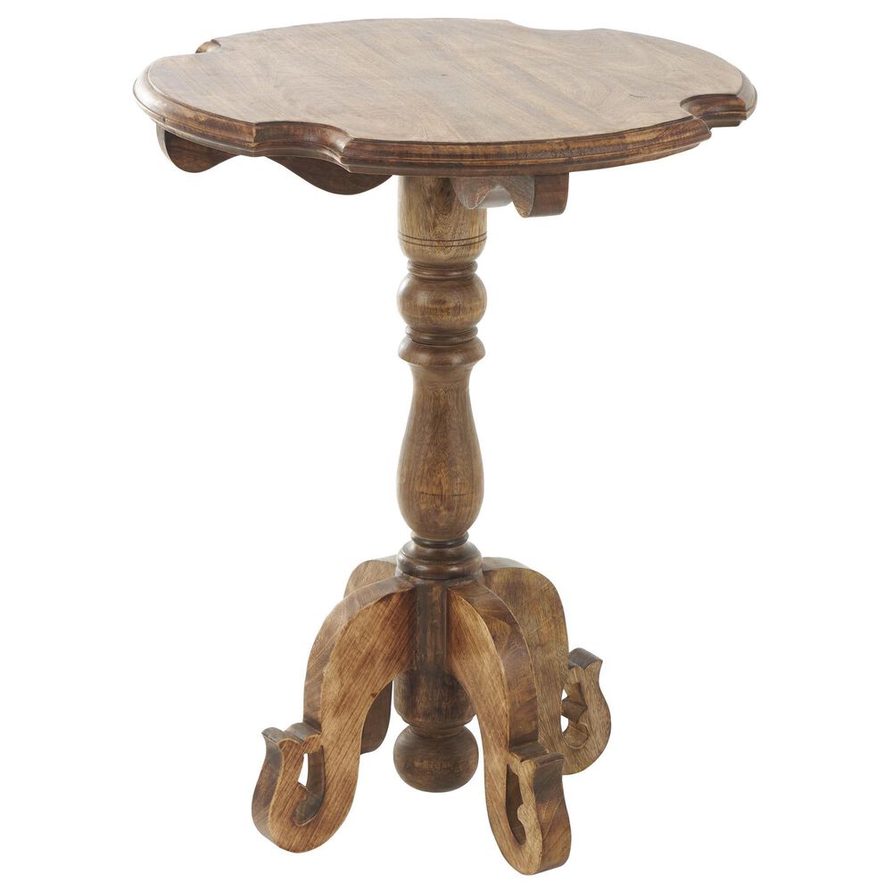 Maple and Jade End Table with Scrolled Legs in Brown, , large