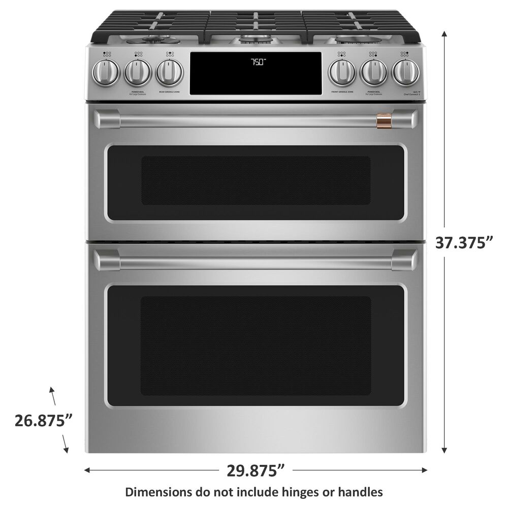 Cafe 30&quot; Slide-In Front Gas Double Oven with Convection Range in Stainless Steel, , large
