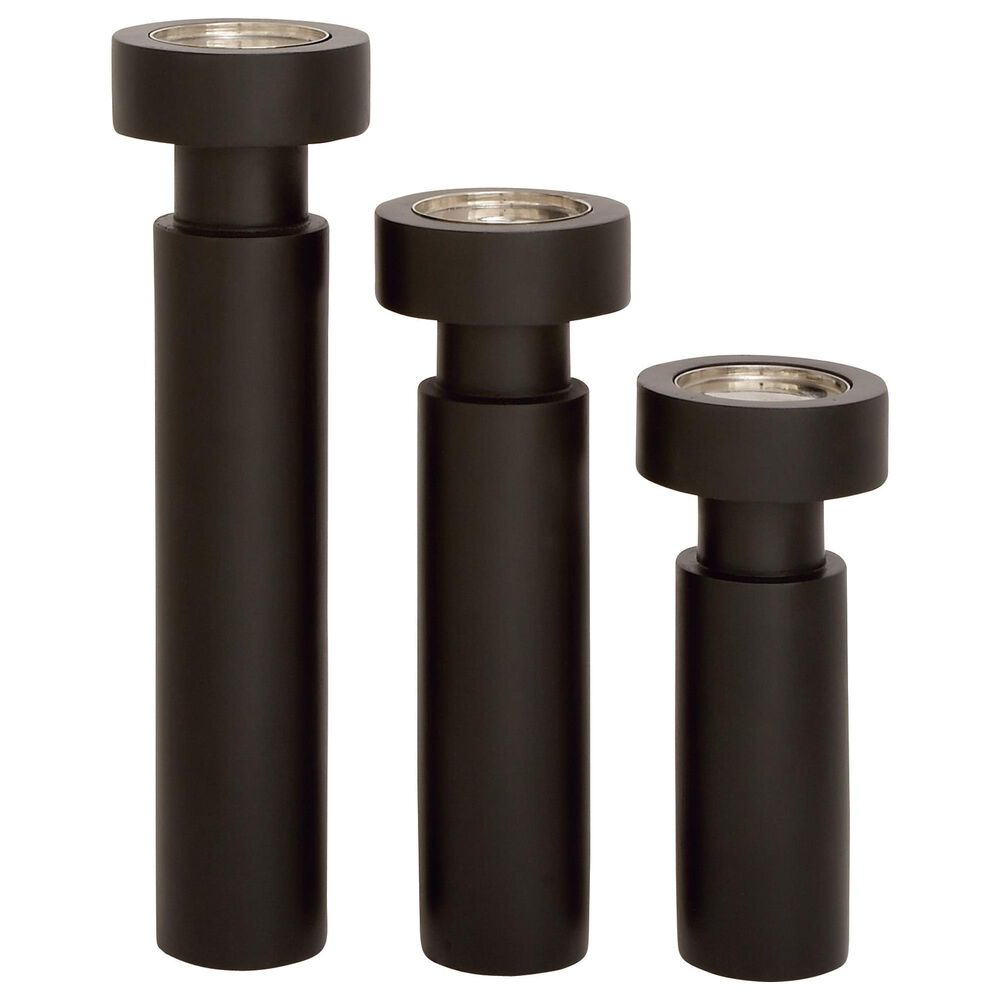 Maple and Jade Tall Cylinder Tube Candle Holder in Matte Black (Set of 3), , large