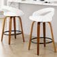 LumiSource Grotto Swivel Counter Stool with White Velvet Upholstery in Walnut Wood and Black (Set of 2), , large