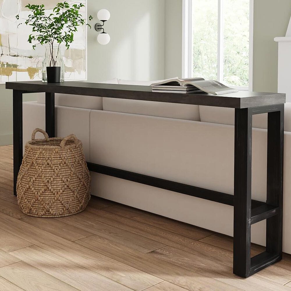 Linden Boulevard Haywood Sofa Bar Table in Gray and Gunmetal, , large