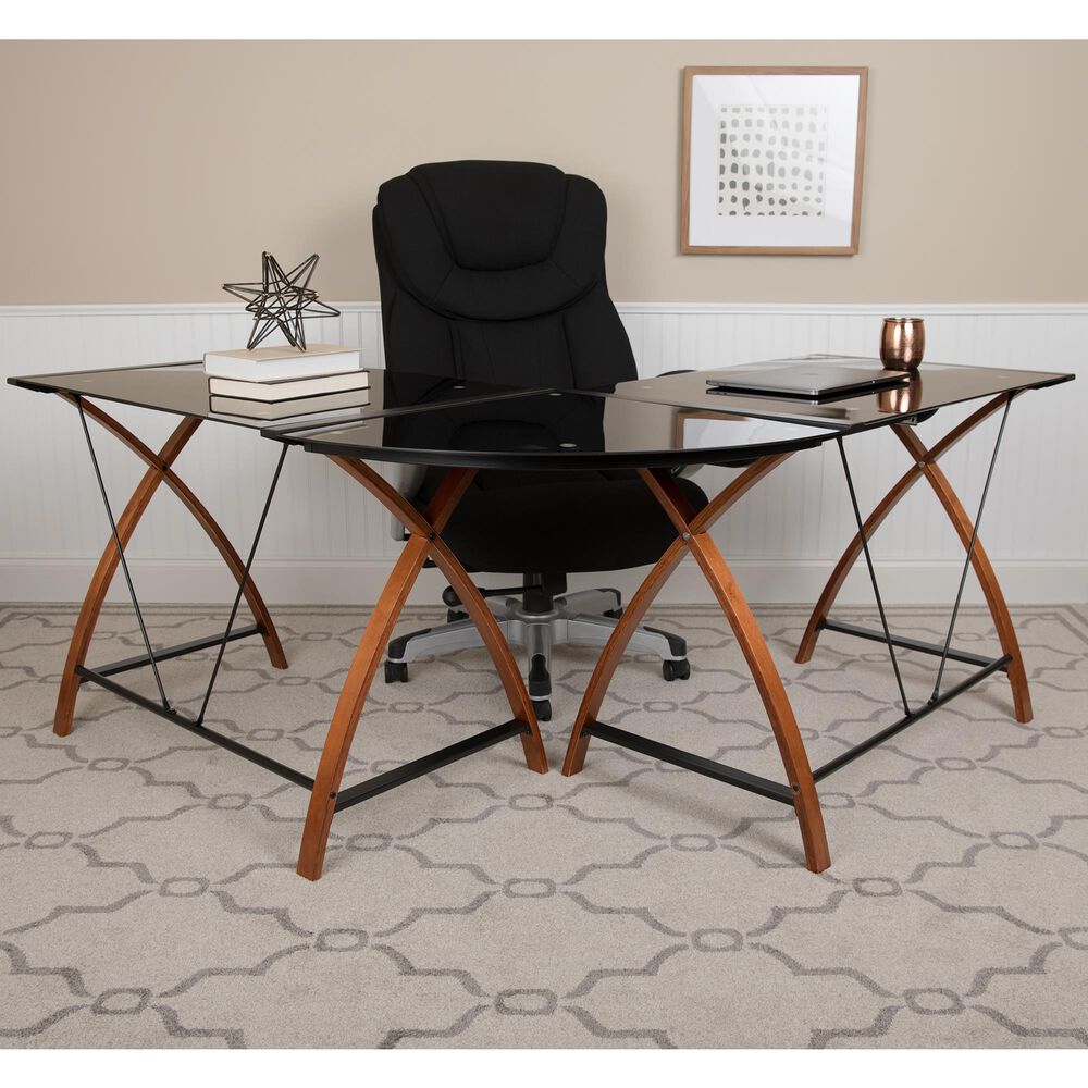 Flash Furniture L-Shape Desk in Black, , large