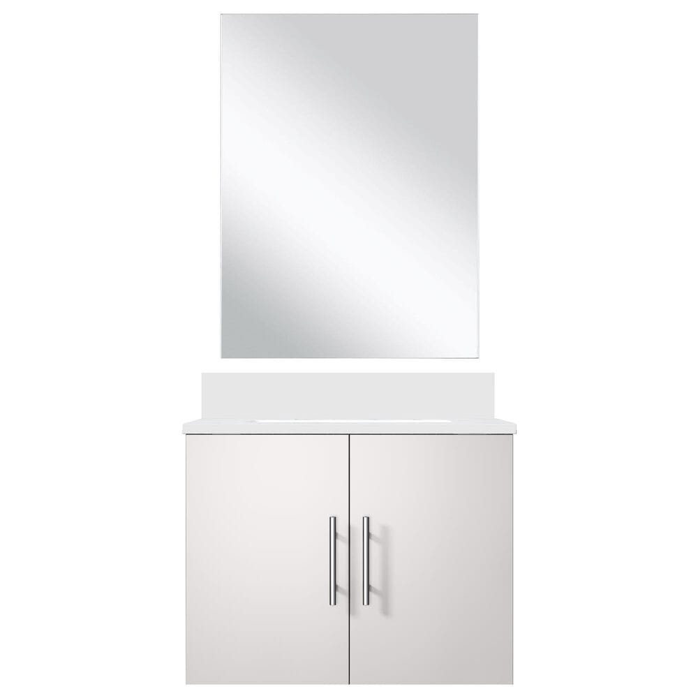 Lexora Home Geneva 24&quot; Single Bathroom Vanity in Navy Blue with 2 cm White Quartz Top, Rectangular Sink and 18&quot; Mirror, , large