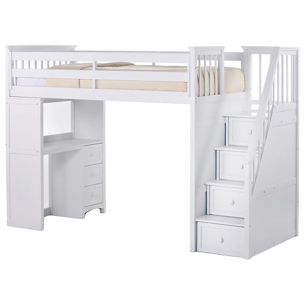 Richlands Furniture Schoolhouse Stair Loft with End Desk in White, , large