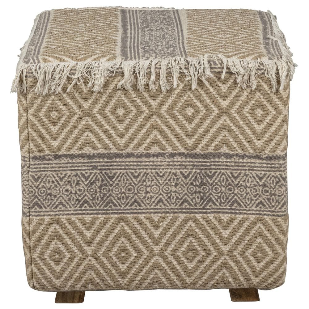 Martin Svensson Home Mazatlan 18" Square Pouf in Textured Gray and Beige, , large