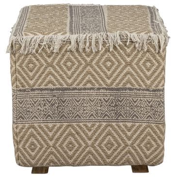 Martin Svensson Home Mazatlan 18" Square Pouf in Textured Gray and Beige, , large