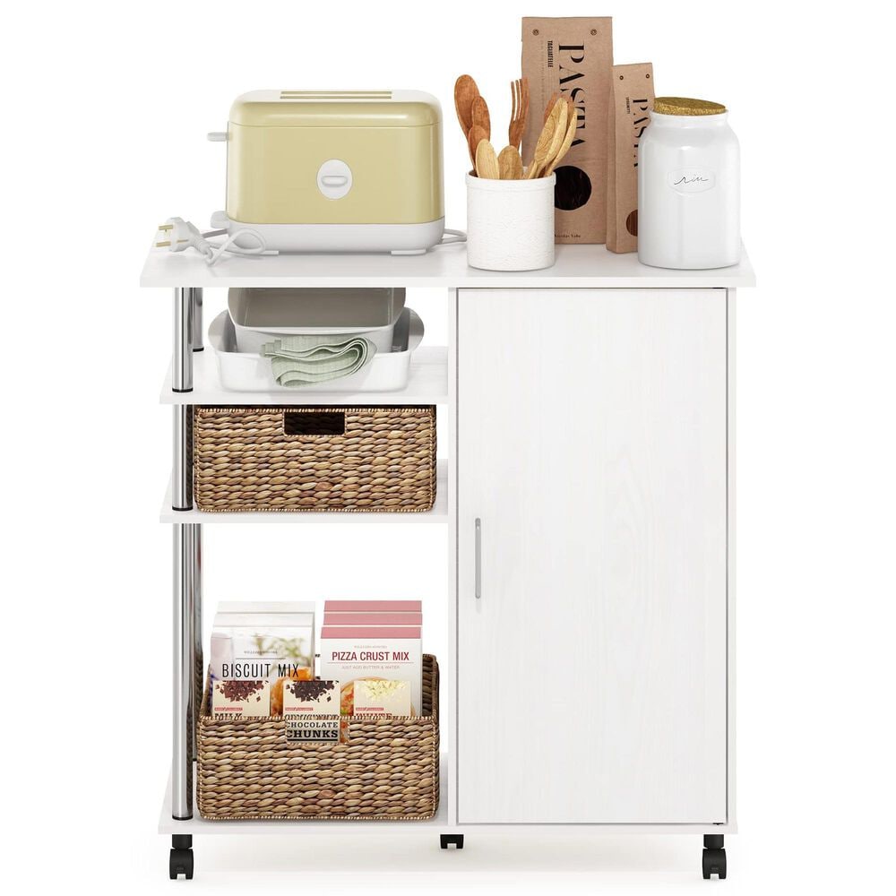 HOMLUX Helena 4-Tier Utility Kitchen Island and Storage Cart in White Oak and Chrome, , large