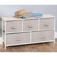 mDesign 5-Drawer Wide Dresser with Fabric Drawers in Linen, , large