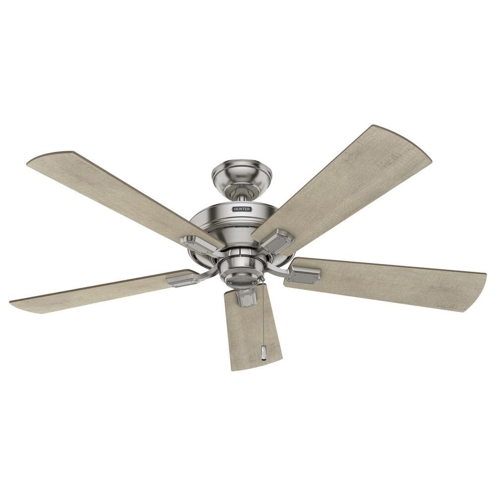 Hunter Crestfield 52&quot; Pull Chain Ceiling Fan with LED Lights in Brushed Nickel, , large