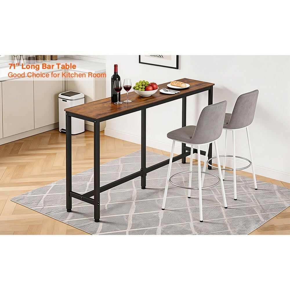 FDW 71" Bar Height Pub Table in Brown and Black, , large