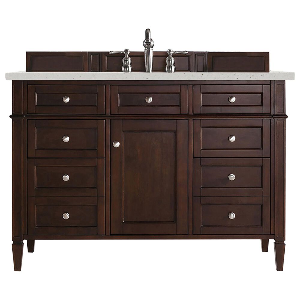 James Martin Vanities Brittany 48" Single Bathroom Vanity in Burnished Mahogany with 3 cm Lime Delight Quartz Top and Rectangular Sink, , large