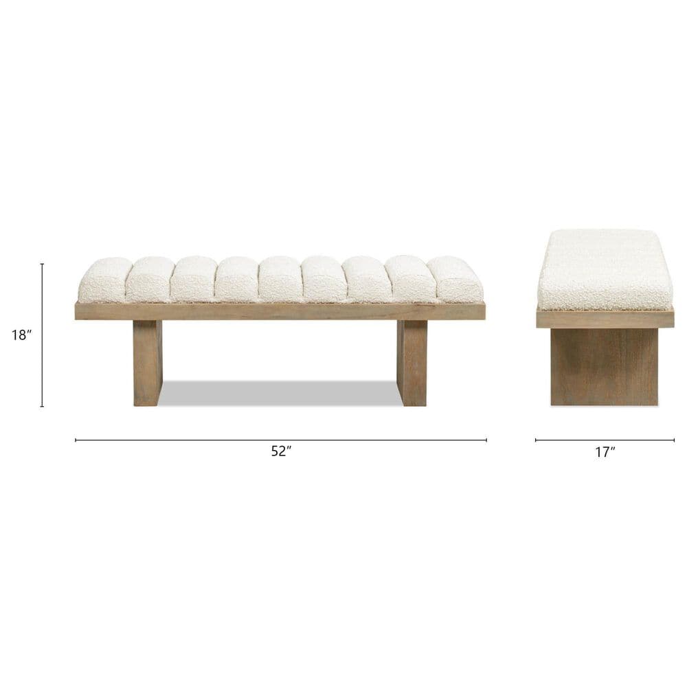 Jennifer Taylor Home Bella Accent Bench with Ivory White Upholstered in Natural, , large