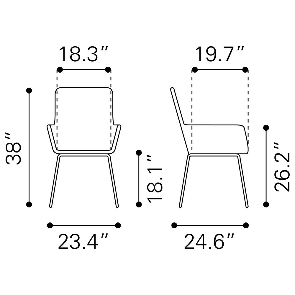 Zuo Modern Lyon Dining Chair in Natural/Black &#40;Set of 2&#41;, , large