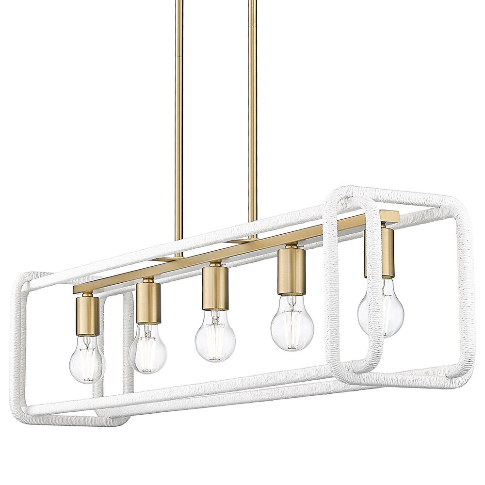 Golden Lighting Camden 5-Light Linear Pendant in Brushed Champagne Bronze and Bleached White, , large