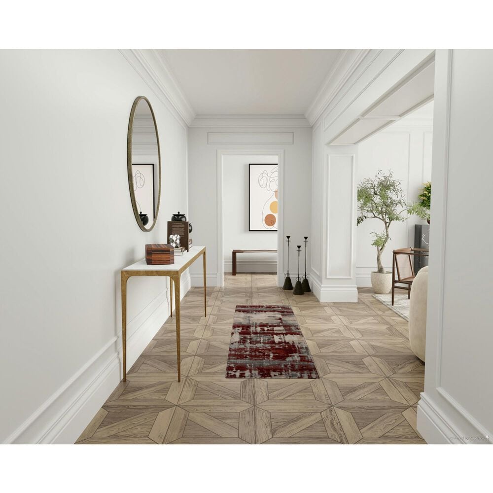 Nourison Maxell Ivory and Red 2&#39;2&quot; x 7&#39;6&quot; Runner, , large