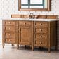 James Martin Vanities Brittany 60" Single Bathroom Vanity in Saddle Brown with 3 cm Ethereal Noctis Quartz Top and Rectangular Sink, , large