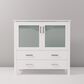 Lexora Home Volez 36" Single Bathroom Vanity in White with 2 cm White Ceramic Top and Rectangular Sink, , large