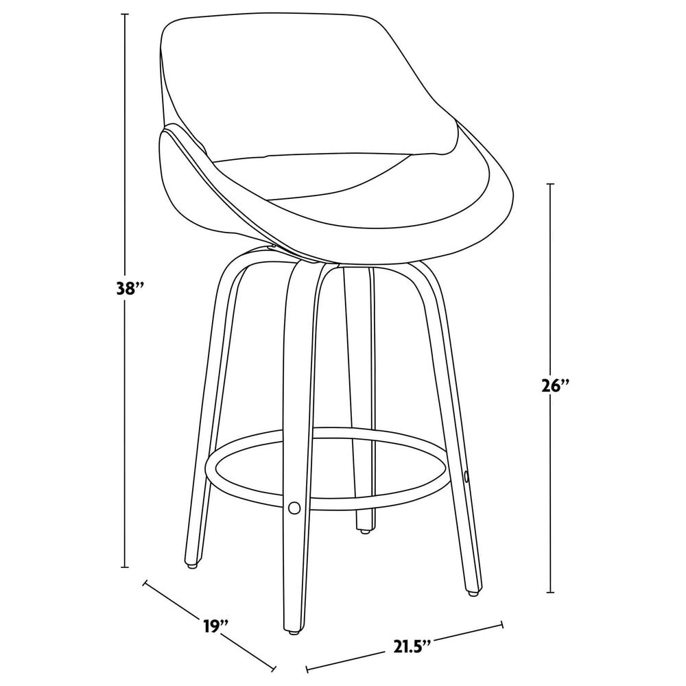 LumiSource Fabrico 26" Swivel Fixed-Height Counter Stool with Cream Noise Fabric Upholstery in Black and Walnut (Set of 2), , large