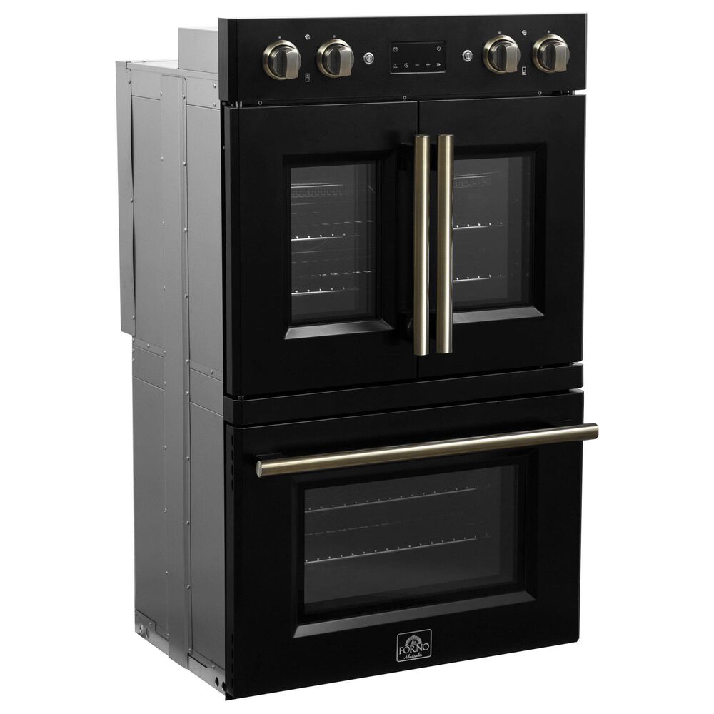 Forno Asti 30" Double Electric Wall Oven with Upper French Door in Black, , large