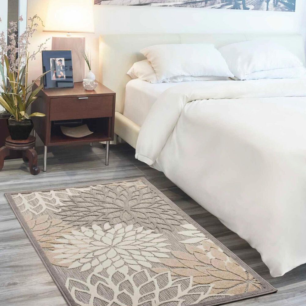 Nourison Aloha Floral 3&#39; x 5&#39; Natural Indoor/Outdoor Area Rug, , large