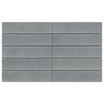 Emser Kaizen Gray 2" x 8" Rectangle on 9" x 15" Satin Porcelain Mosaic Sheet, , large