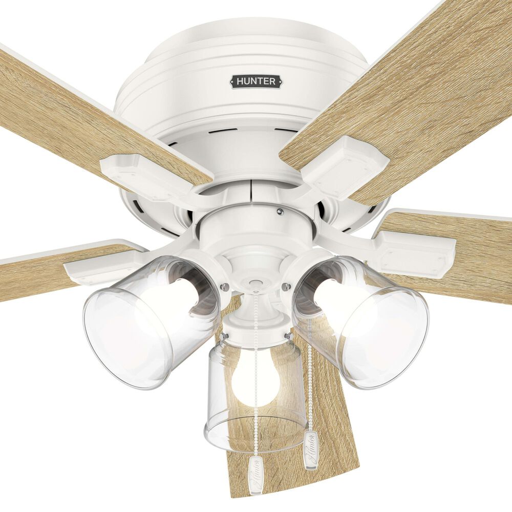 Hunter Crestfield Low Profile 52&quot; Ceiling Fan with LED Lights in Fresh White, , large