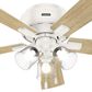 Hunter Crestfield Low Profile 52" Ceiling Fan with LED Lights in Fresh White, , large