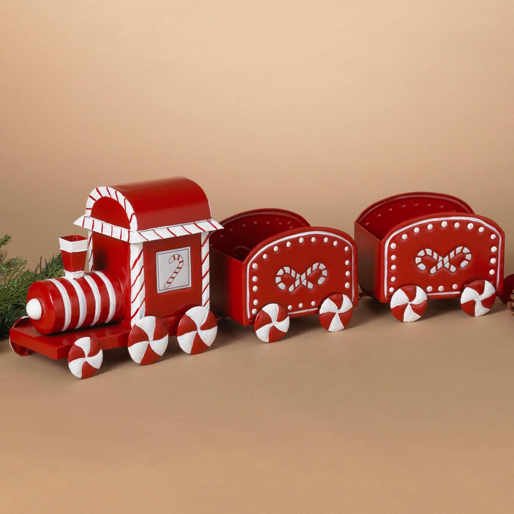 The Gerson Company 26.1&quot;L Metal Holiday Candy Design Train in Red, , large