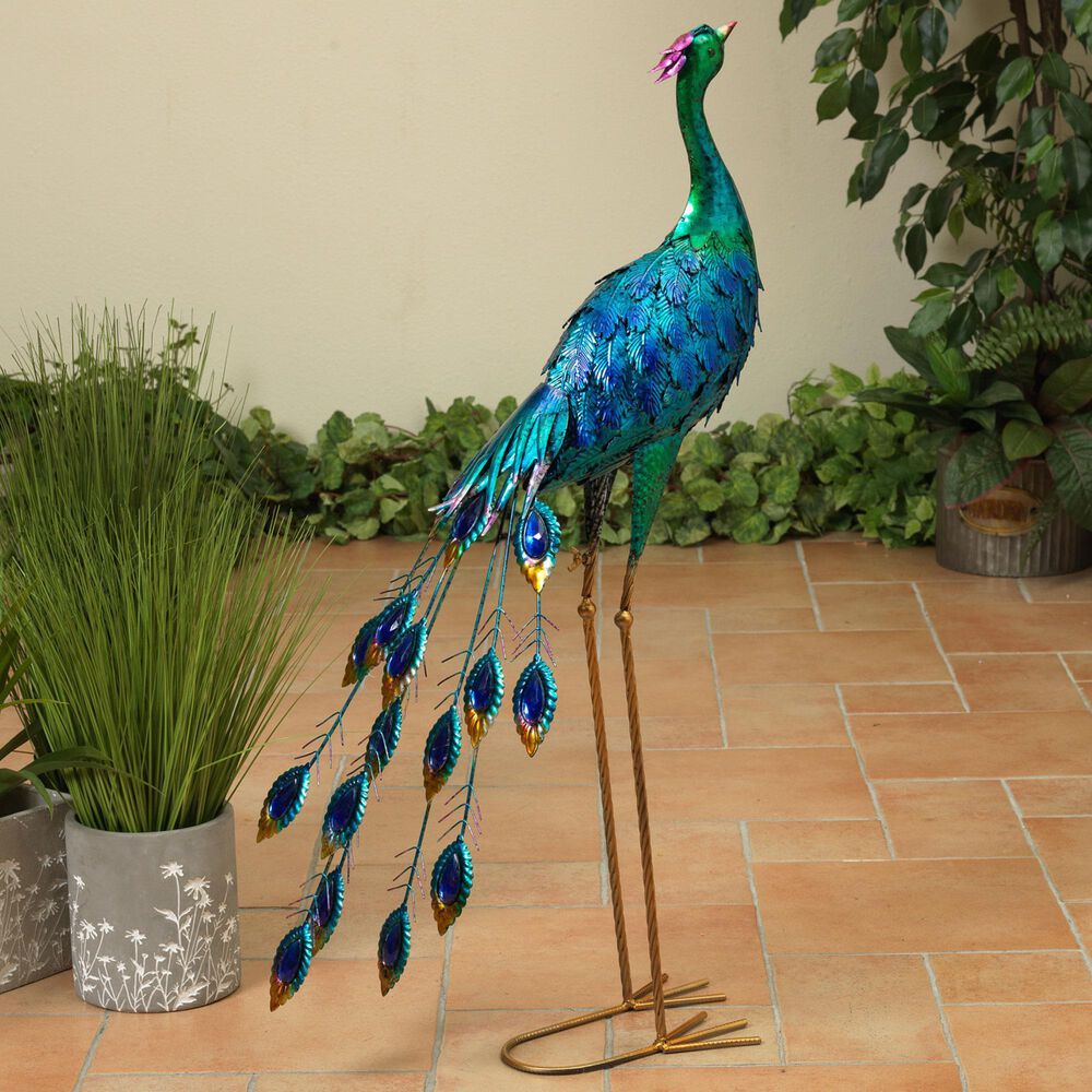 The Gerson Company 35&quot; Peacock Figurine in Blue and Green, , large