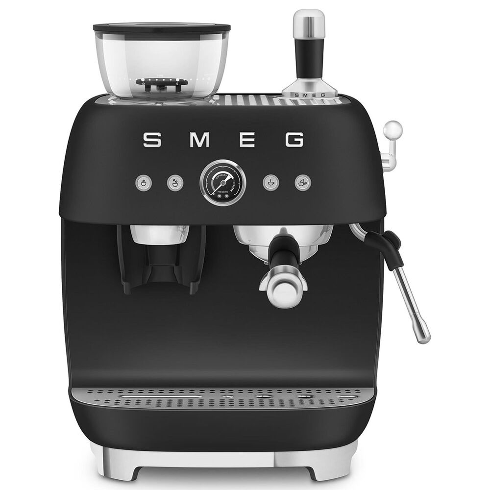 SMEG Espresso Manual Coffee Machine with Grinder in Matte Black, , large